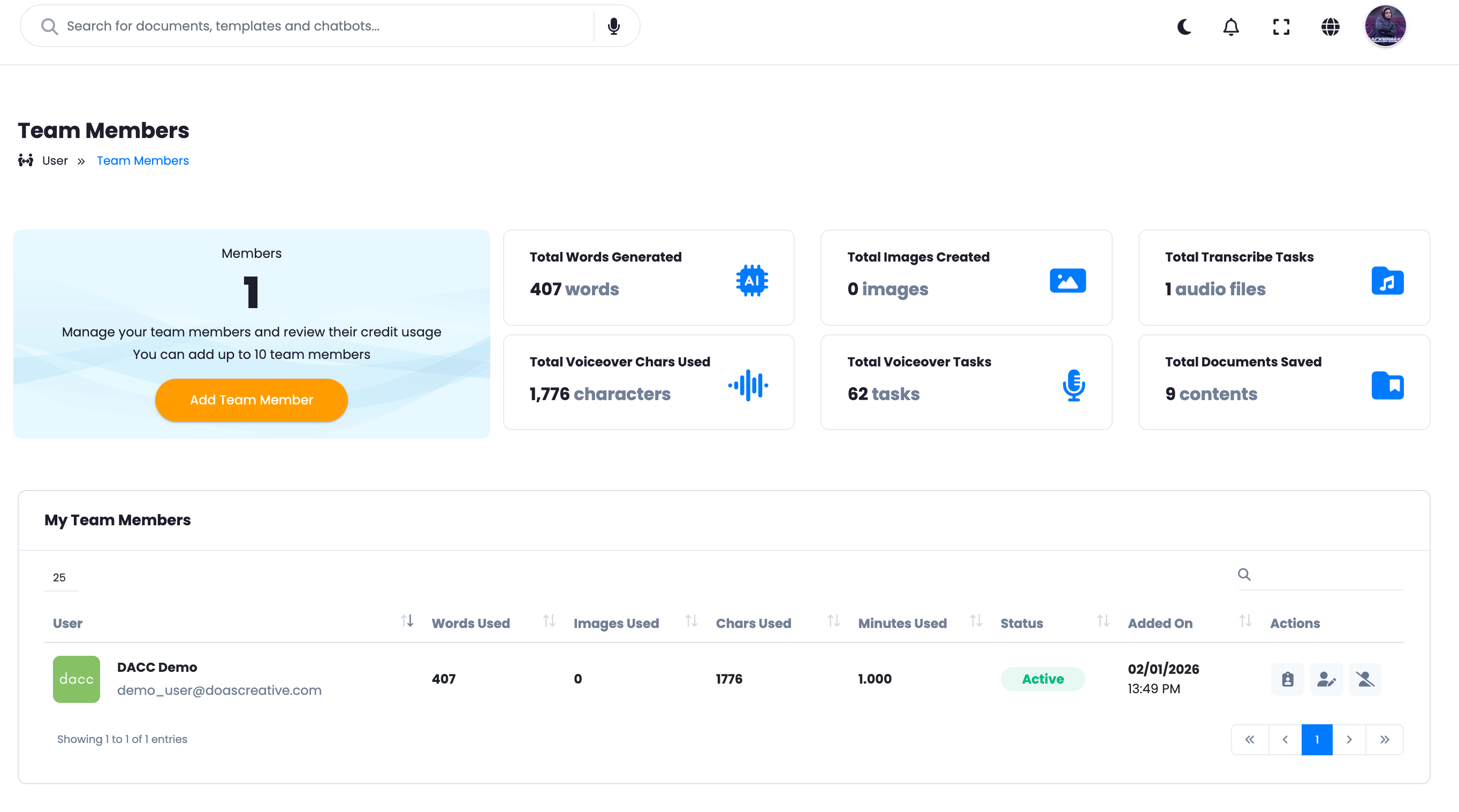 功能完善的管理後台 - AI 平台
