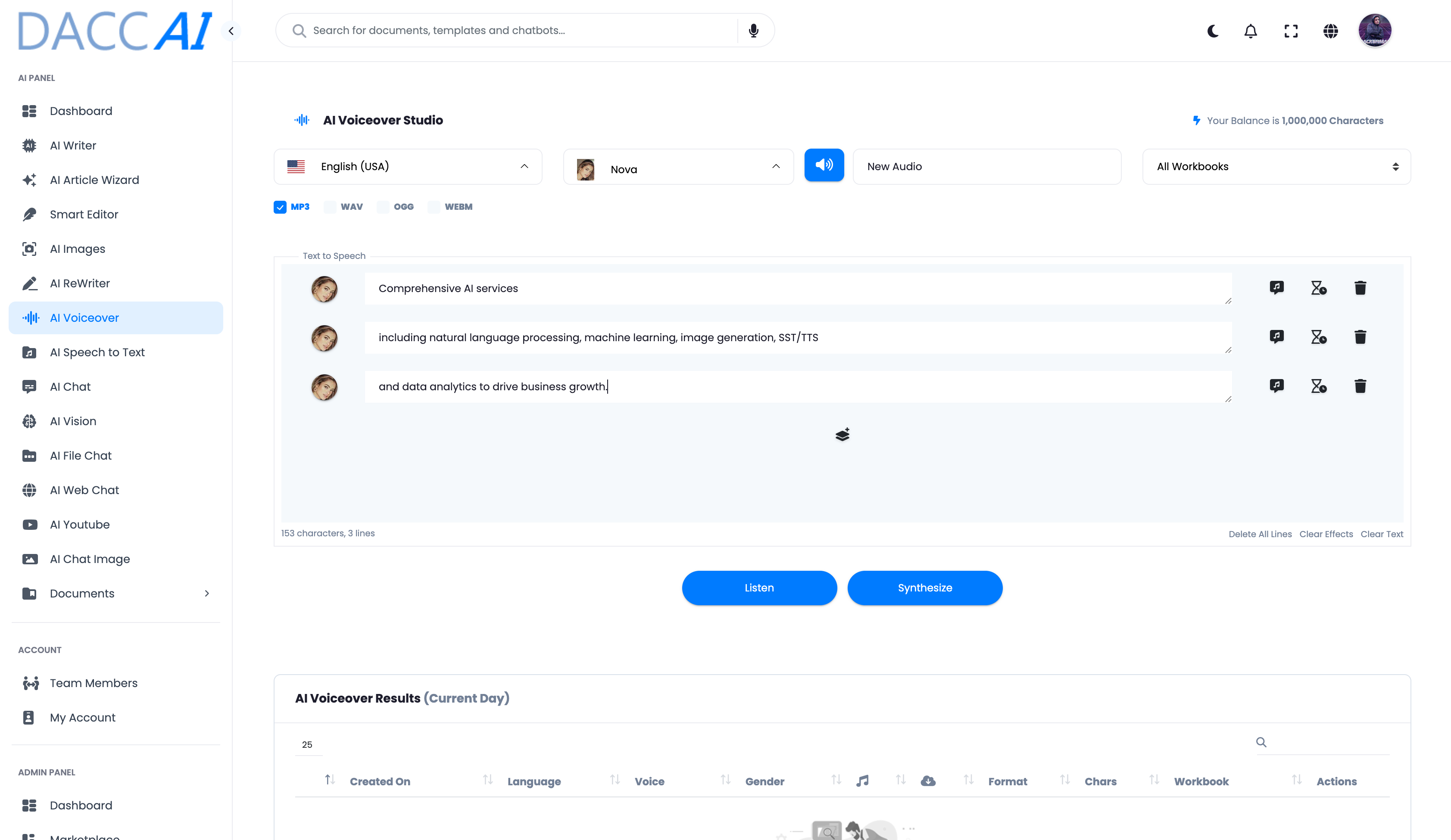 先進的語言能力 - AI 平台